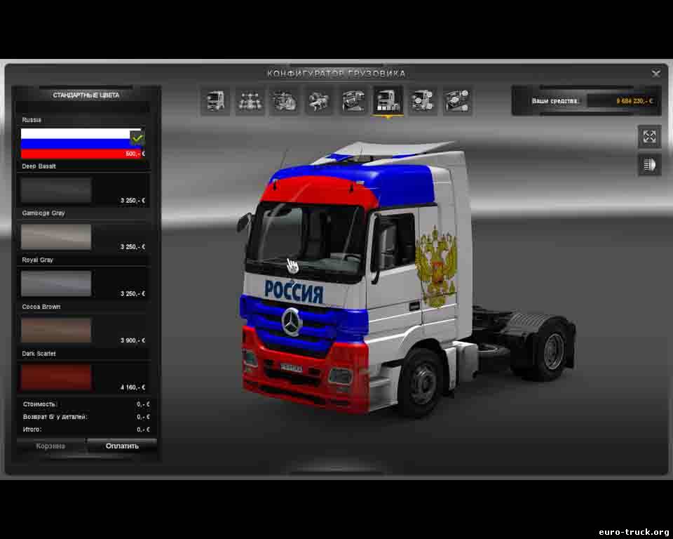 Skin Russia на грузовик Mercedes